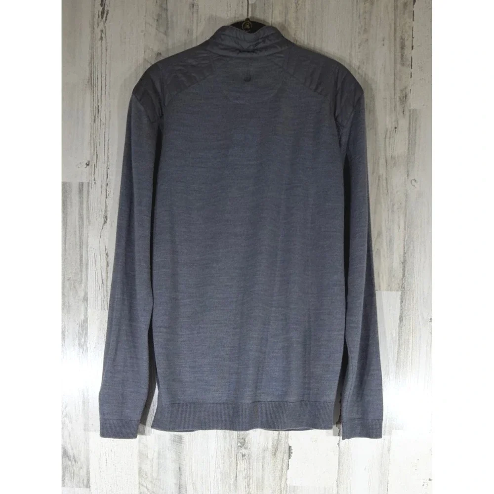 Johnnie O Hybrid 1/4 Zip Prep Performance Pullover Medium Gray Merino Blend READ